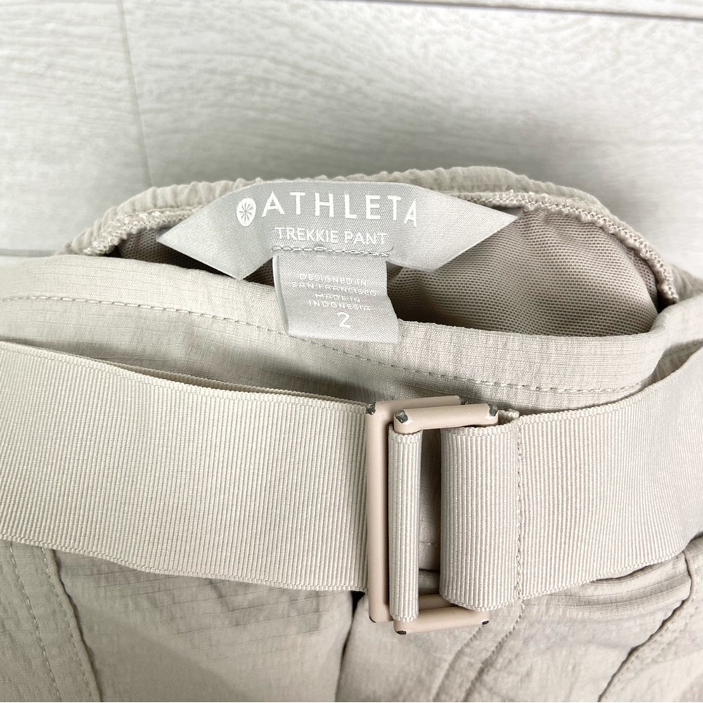 ATHLETA Trekkie Belted Pant Hiking Outdoor Bird Grey 2 Active Travel - Picture 3 of 4
